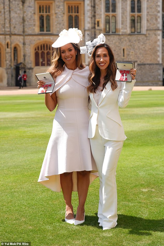Leona Lewis and Myleene Klass have been honoured in an investiture ceremony at Windsor Castle