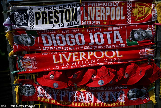 Scarves bearing Jota's name were sold on merchandise stalls ahead of the game at Deepdale