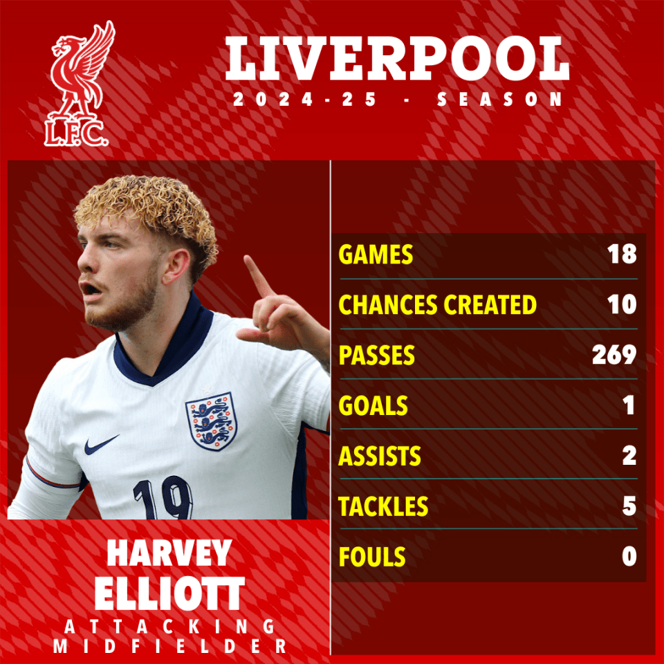 Harvey Elliott's 2024-25 Liverpool season statistics.