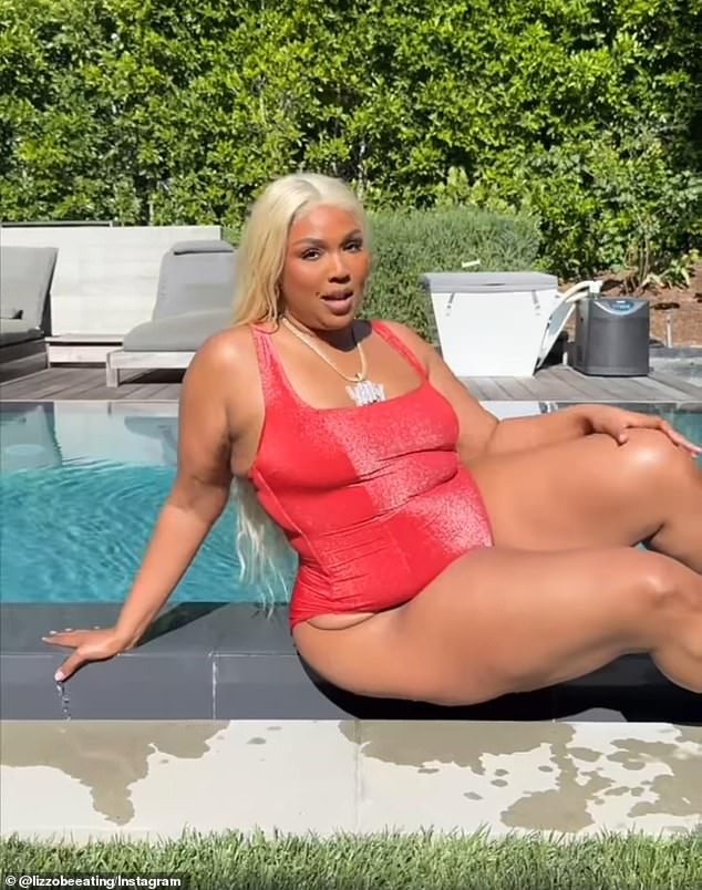 Lizzo channeled the Baywatch icon Pamela Anderson in a red, one-piece swimsuit in her latest social media post over the weekend