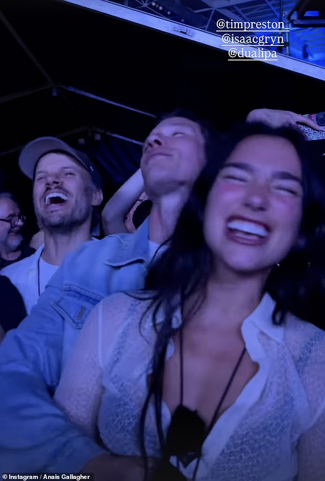 Dua Lipa and her fiancé Callum Turner were among the 90,000 fans belting out Oasis' biggest hits, as the band's acclaimed reunion tour continued with a run of shows in London