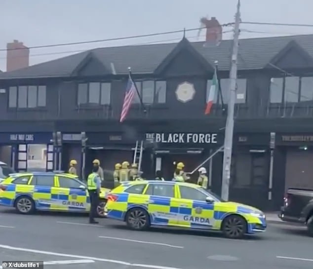 Firefighters were seen battling to put out the blaze at McGregor's pub in Dublin yesterday