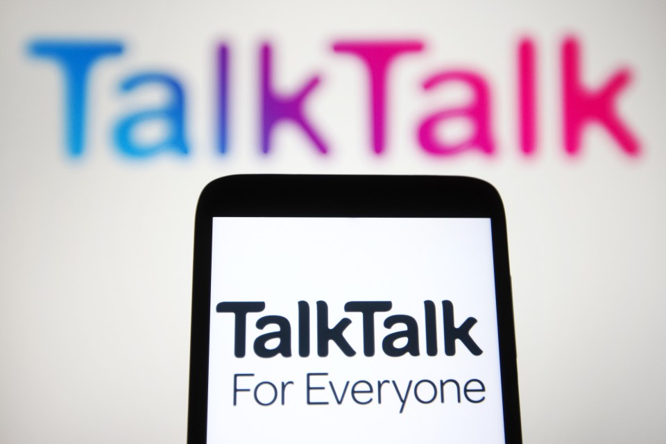 Photo illustration of the TalkTalk logo on a smartphone screen.
