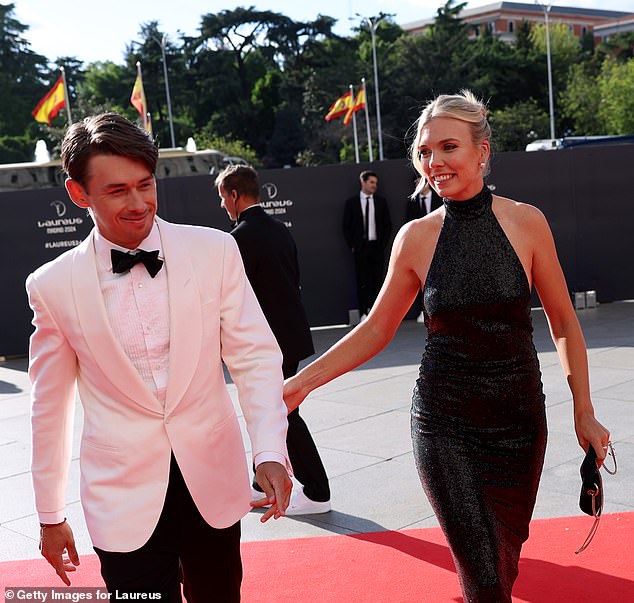 Katie Boulter and Alex de Minaur are pictured out of their tennis gear and in dazzling evening wear on the red carpet in April 2022