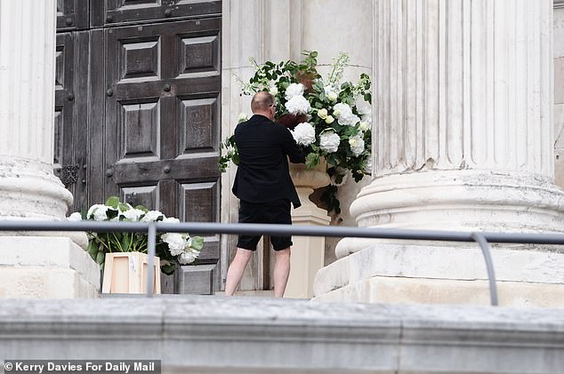 Preparations for Mel B 's wedding day have begun shortly before she's set to walk down the aisle for the third time on Saturday