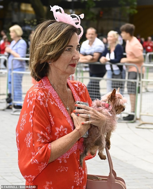 The pet pooch was seen being carried into St Paul's Cathedral by a guest as she prepared to carry out her unique part at the ceremony - ringbearer