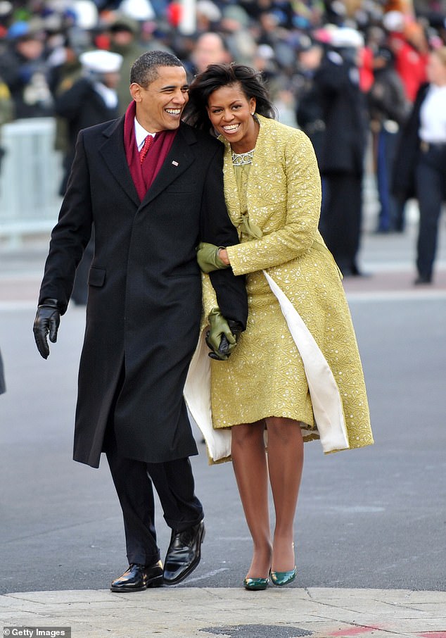 The former first lady, who has been outspoken about her support for her husband's career now - admitted there was a time she questioned his ambitious goals. The Obama's pictured at the Inaugural Parade in 2009