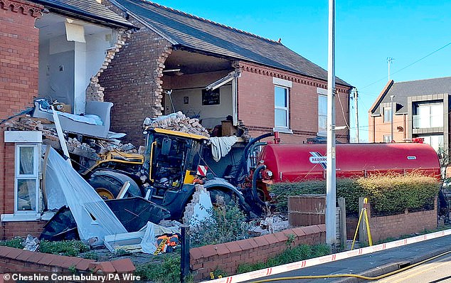 The aftermath of the crash in Chester on April 1 after the 31-ton tractor and trailer struck a Mercedes which Matthew Cumpsty had driven through a red light