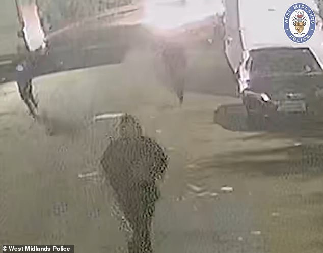 CCTV captured three shots being blasted at the upstairs and downstairs windows of the house on in Perry Barr, Birmingham