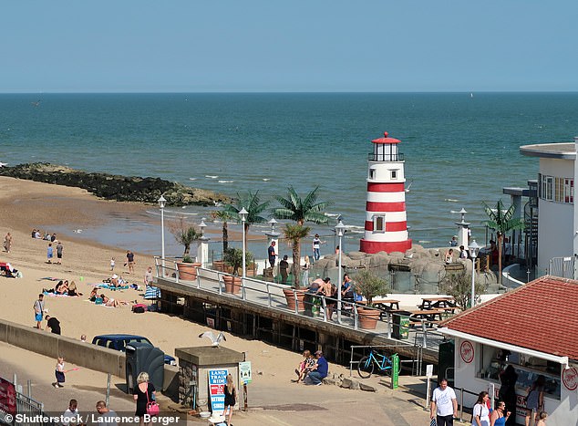 Now, Kiely, aged 22, has been convicted of manslaughter by gross negligence and given a two-year suspended jail sentence. Speaking to the court, a key witness said it was 'highly likely' that the straps of Harry's seat had not been secured. Pictured: Clacton Beach, where Kiely and Harry had been earlier that evening