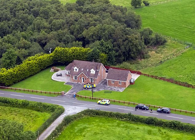 Three ambulances and an air ambulance were called to the scene (pictured) at about 8.20am, where Ms Whyte, a veterinary surgeon, alongside one of the children, were tragically pronounced dead