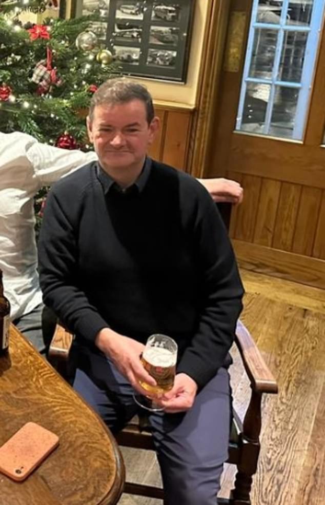 Cartwright (pictured) called 999 at 8.30am on April 14 claiming he had found Ms Mickleburgh's lifeless body next to him in bed at the hotel in Bagshot, jurors were told