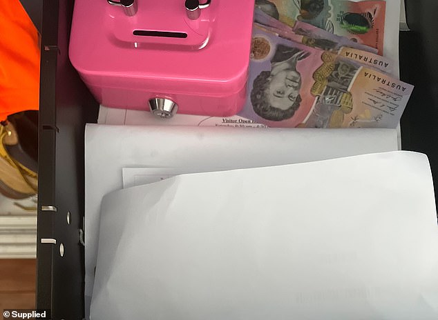Pictured: The cash drawer Rebecca alleges the family's au pair raided to the tune of $2,000