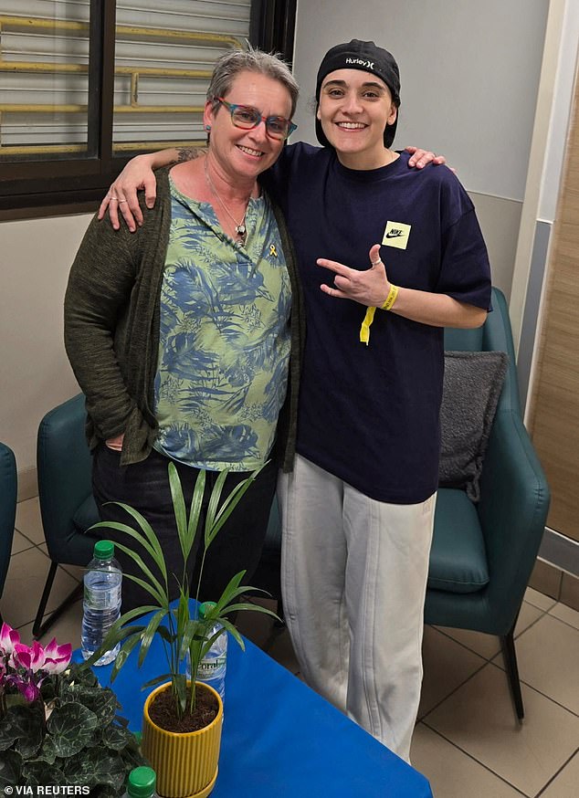 Mandy with her daughter after she was released by Hamas, at a hospital in Israel