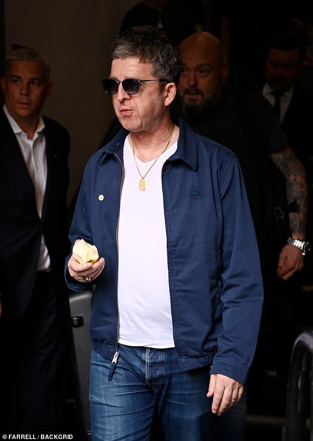 Noel Gallagher looked down in the dumps as he arrived in Manchester for Oasis's homecoming gig at Heaton Park, but Liam was nowhere to be seen