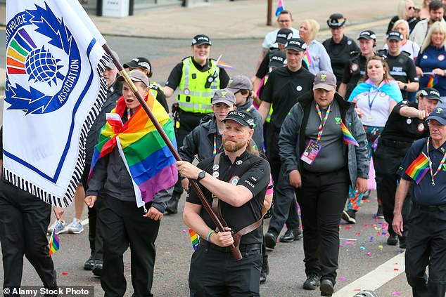 Police officers have previously marched in uniform during a Pride event in Glasgow