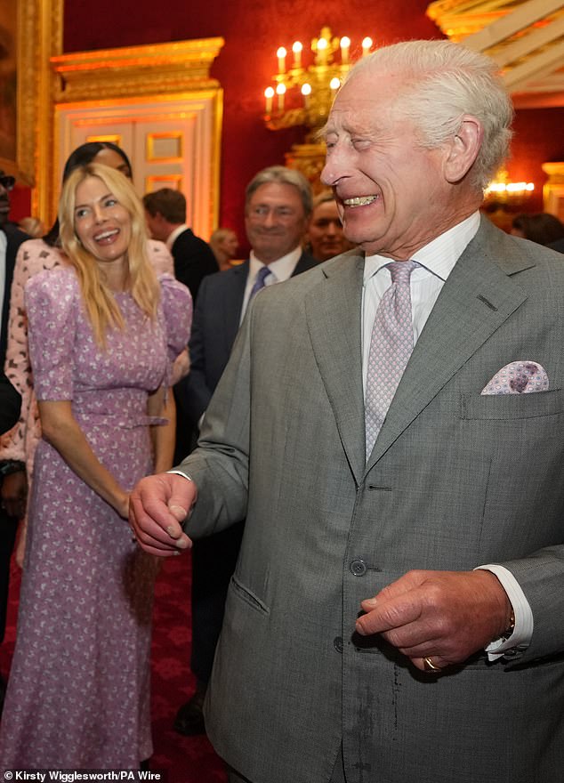 Sienna Miller and King Charles attending the King's Foundation charity's inaugural awards at St James's Palace, London, last month