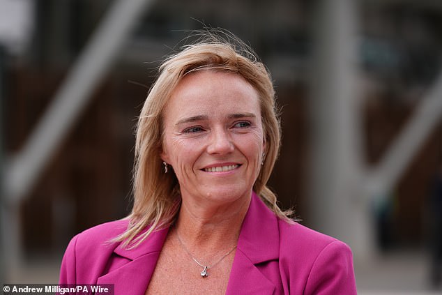 Sandie Peggie (pictured) was suspended after she complained about having to share a changing room with transgender medic Dr Beth Upton