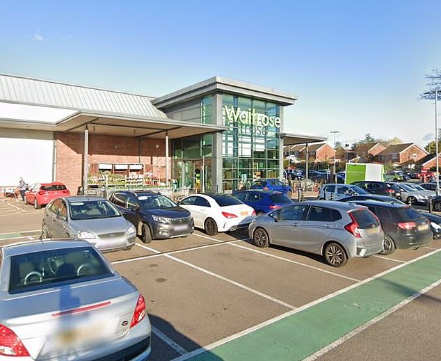 An elderly woman was killed after allegedly being run over twice by a 90-year-old man in a Waitrose car park, pictured in a general view image, before he drove off to a garden centre