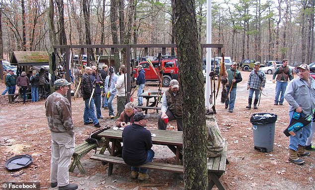 Lightning struck just after 7pm at the Black Night Bow Benders outdoor archery range in Jackson Township (pictured)