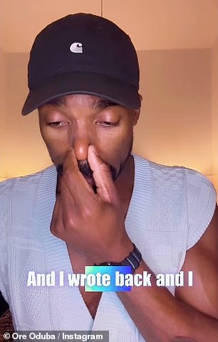 TV personality Ore Oduba was reduced to tears on Sunday evening after revealing he's been duped by an elaborate online scam