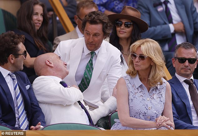 Matthew, 55, was seated next to Paul Mescal and Andrew Scott for the games and was pictured greeting those around him on his arrival
