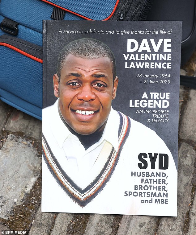 The order of service showed Lawrence in his prime, with a cricket sweater over his shoulders