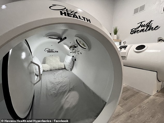 The doctor's scorched body was found inside an oxygen therapy machine at his clinic, according to the Lake Havasu City Fire Department. Pictured are one of the chambers at Havasu Health and Hyperbarics