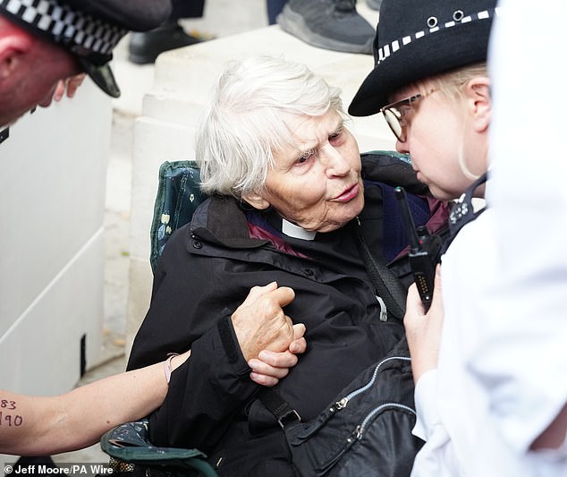 Last Saturday Reverend Sue Parfitt, 83, was arrested for joining the protest in support of Palestine Action in Westminsterafter the Met said: The law doesn't have an age limit'