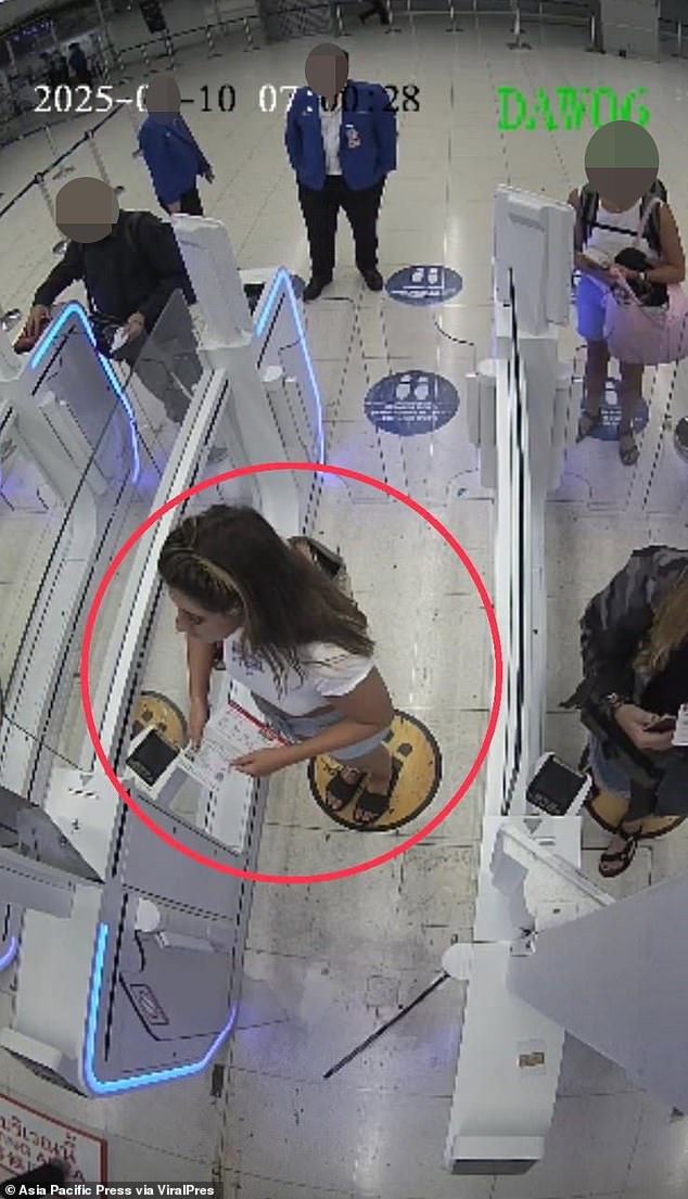 CCTV footage has been released by Thai police of the Brit going through the automated gates at Suvarnabhumi Airport in Thailand