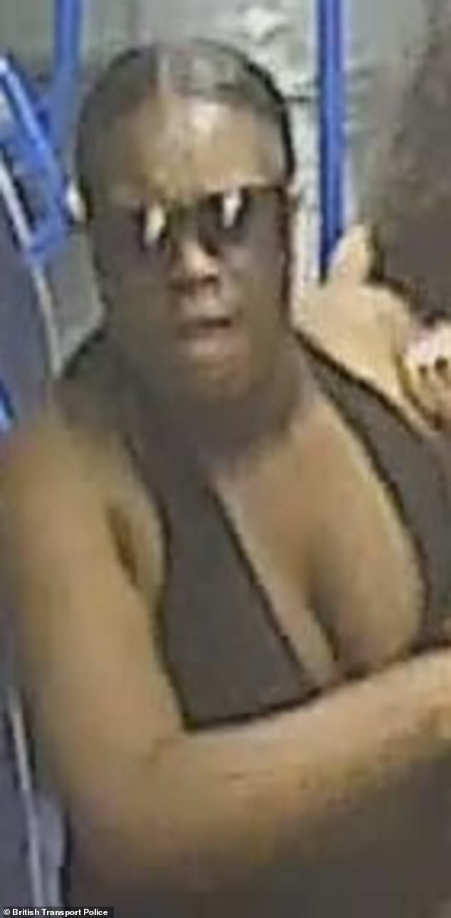 CCTV has been released of a woman (above) that officers would like to speak with after a man was stabbed in the chest with a broken glass bottle on a train