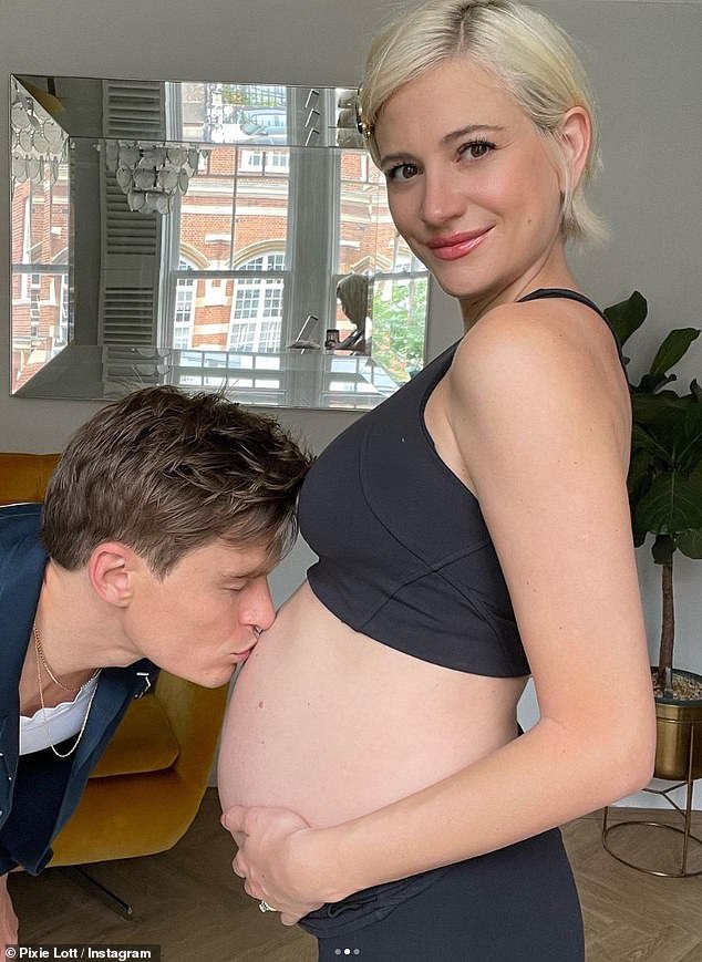 Her very public announcement comes in contrast to her first pregnancy, which she kept a secret until she was 31 weeks along, and then announced on Instagram with a photo of Oliver kissing her growing bump (seen)