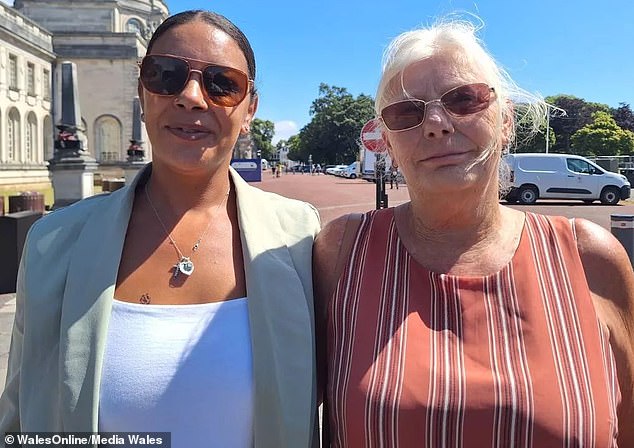 Outside court, Ms Stickland's daughter, Jinaise, left, said the family was ready to move forward after two years of waiting. 'My mother is 65 now and shouldn't have had to put up with this'