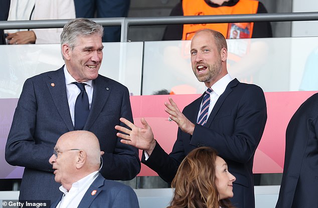 The Prince of Wales appeared quite animated as he spurred on the England women