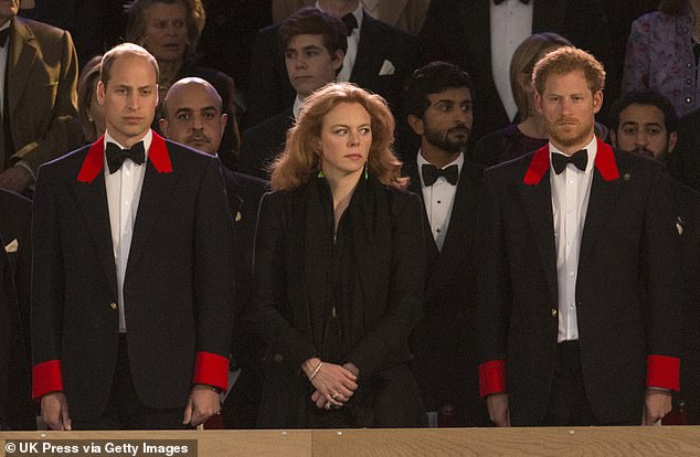 Prince William and Prince Harry in the Windsor uniform at the Queen's 90th, with Countess Floria Franziska