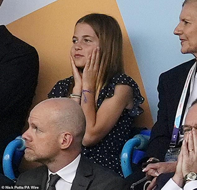 The Prince of Wales was joined by his ten-year-old daughter (pictured) in the stands in Basel, Switzerland, to watch all the action
