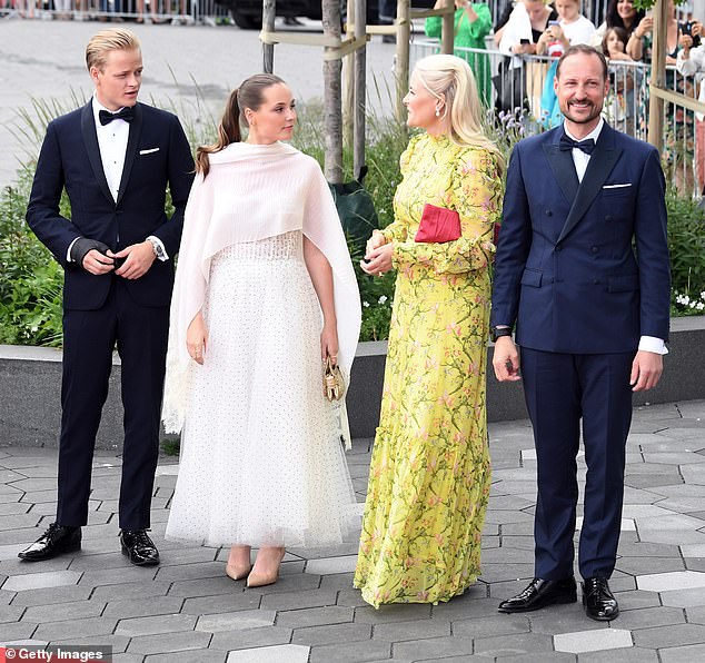 Princess Ingrid Alexandra, Marius Borg Høiby, Crown Prince Haakon and Crown Princess Mette-Marit attend the celebrations of Princess Ingrid Alexandra's Official Day at Deichman Museum on June 16, 2022