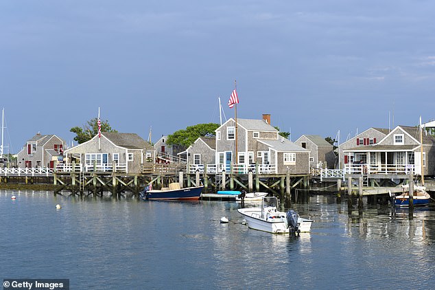 The average home price on the ritzy Massachusetts island was roughly $4.5 million as of May 2025, according to Realtor.com (pictured: Nantucket homes on the water)