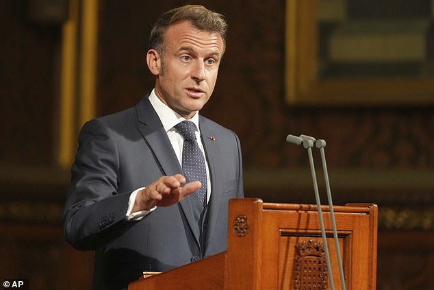 'Emmanuel Macron gave a long, sticky speech to parliament in which he waggled his hips at the front row¿s Sir Keir Starmer and ticked us off about "deeply regrettable" Brexit,' writes Quentin Letts