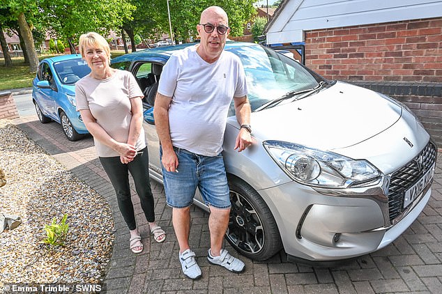 Makeshift: Tony and Linda Curtis from Stourbridge (pictured) bought a £3,000 Ford runaround after being ordered not to drive their Citroen