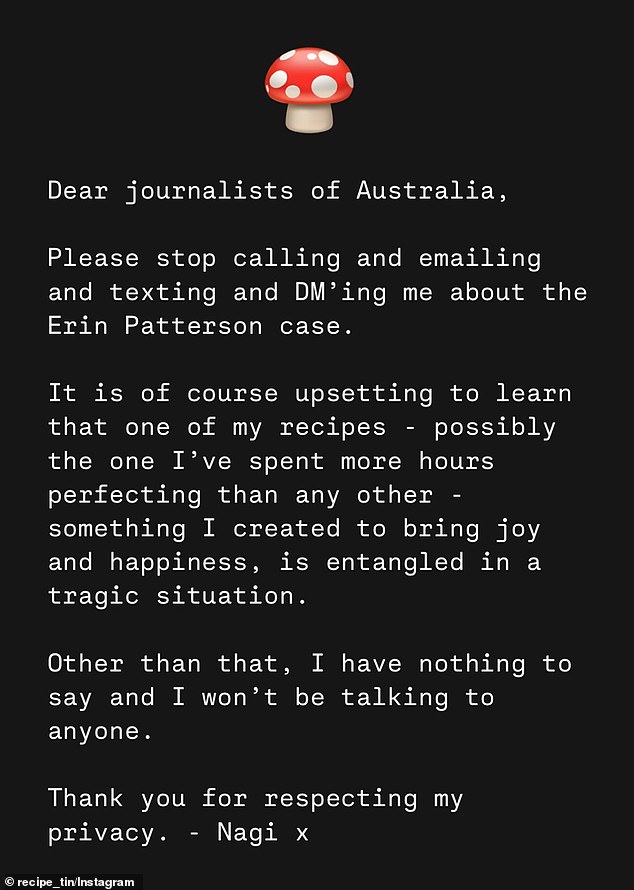 Chef Maehashi revealed on Tuesday that she was saddened that her recipe, which she created to bring 'joy and happiness' to others, was at the centre of such a horrific murder and subsequent trial