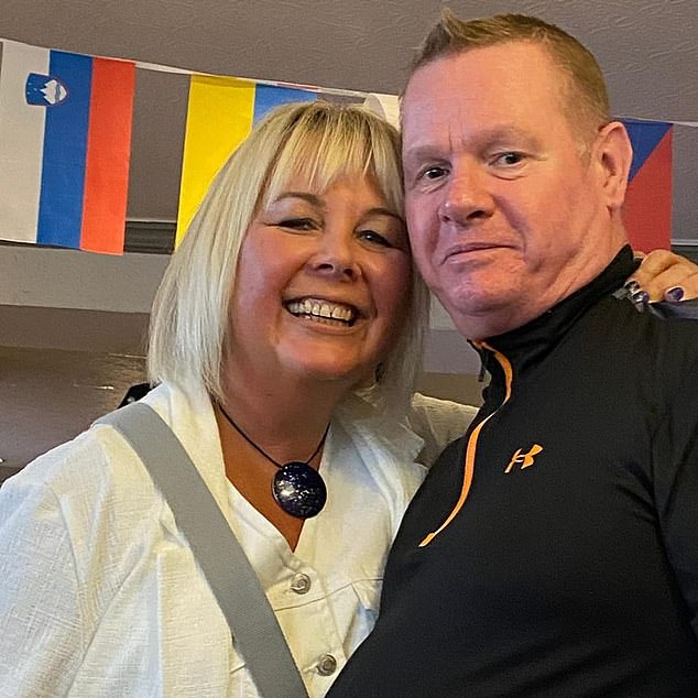 Ronnie Johnston, 57, was discovered with life-threatening injuries at the end-terrace property in Teasdale Road shortly before midnight on Saturday. Pictured: Allison and Ronnie Johnston