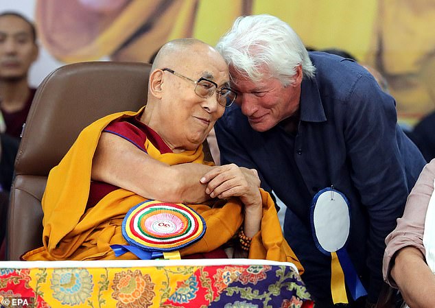 Richard Gere was among thousands of Buddhist followers on Sunday as the Dalai Lama celebrated his 90th birthday in India