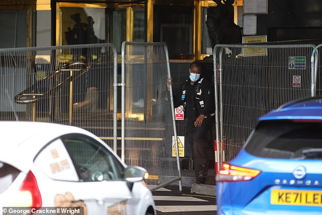 Large barriers have been set up around the four-star Britannia Hotel in Canary Wharf