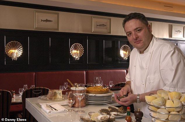 Corrigan shucks oysters at Bentley's in London's swanky Mayfair district back in 2005, the year he purchased the restaurant
