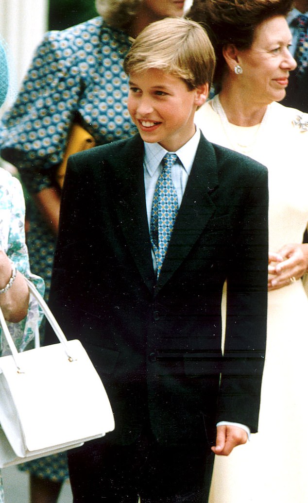 Prince William pictured in 1994 at the Queen Mother's 94th birthday celebrations at Clarence House in London