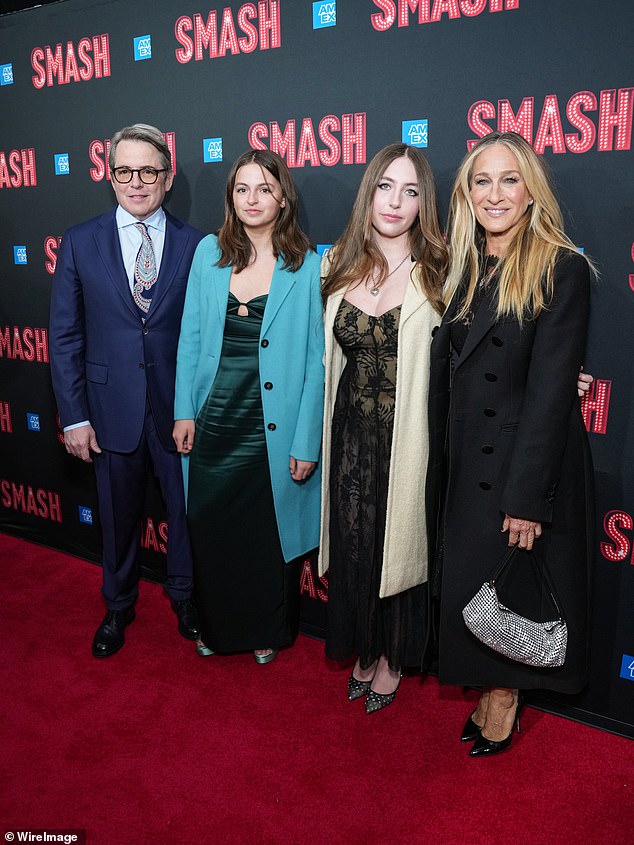 Sarah and Matthew married on May 19, 1997; the share three children together: son James Wilkie, 22, and twin daughters Tabitha Hodge and Marion Loretta, 16; Sarah and Matthew seen with their twin daughters Tabitha and Marion on April 10, 2025 in NYC