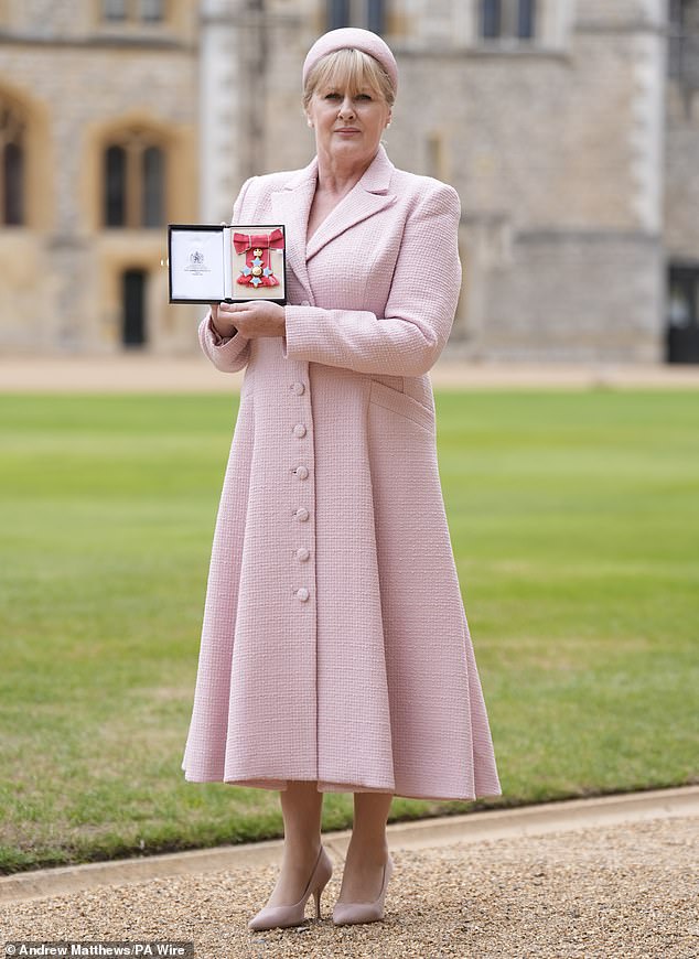 BAFTA-winning actress Sarah Lancashire was among those honoured at Windsor Castle on Tuesday as she became a Commander of the Order of the British Empire (CBE)