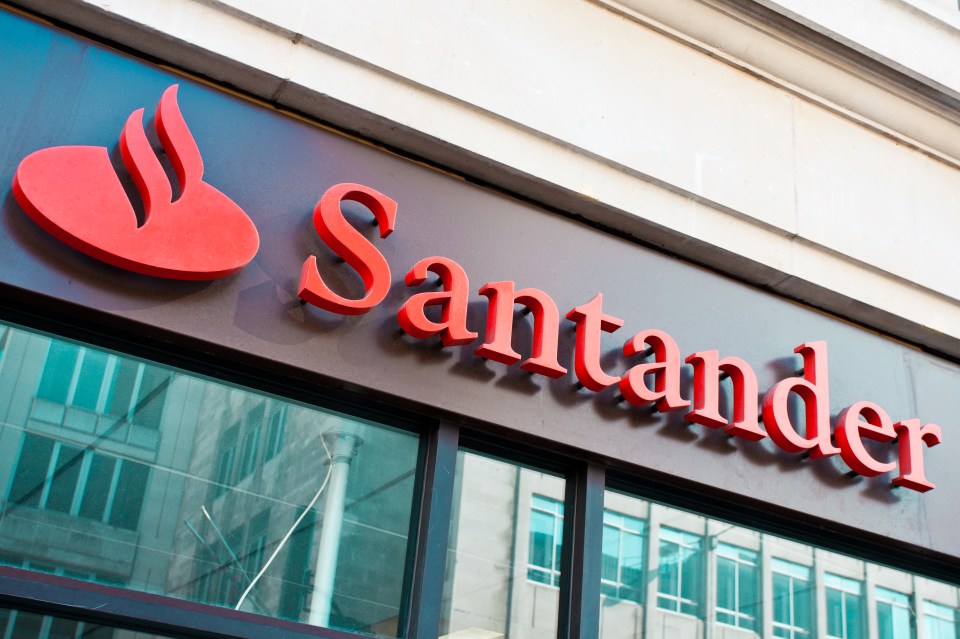 Santander bank branch sign.