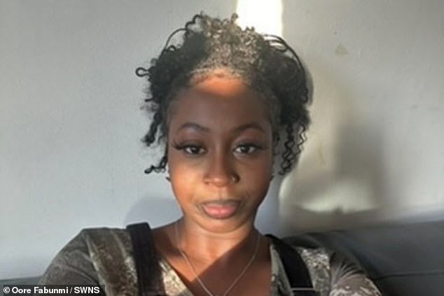 Oore Fabunmi, 25, (pictured) was flying from the Dominican Republic to London Gatwick on a TUI flight on Sunday, June 29 when she said that the man seated in front of her suddenly stood up and ran towards the front of the aircraft